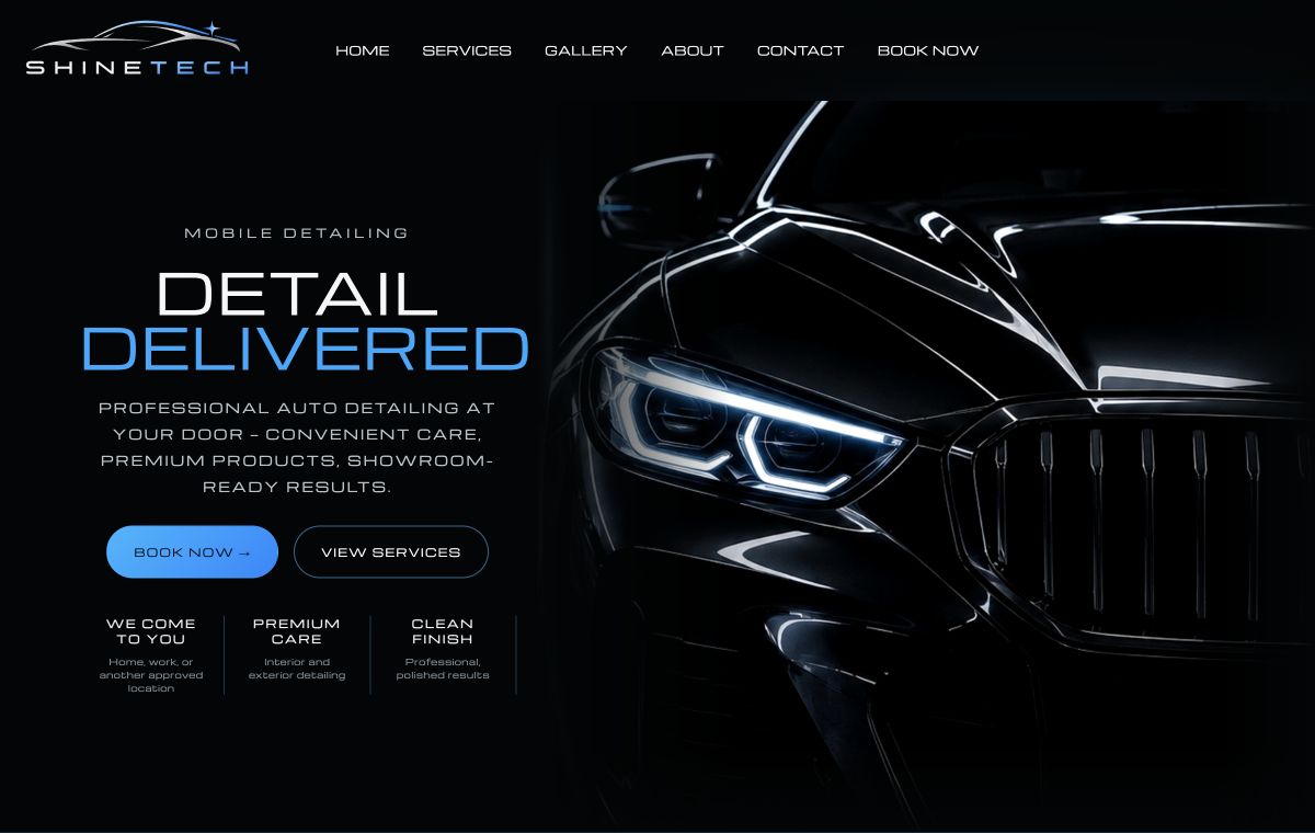 Preview of the ShineTech Auto Detailing demo website