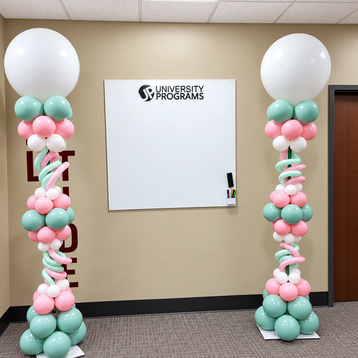 Mint, pink and white organic balloon columns