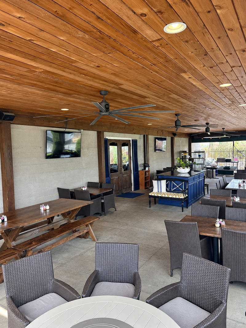 Lucy’s On 3rd covered patio during the day