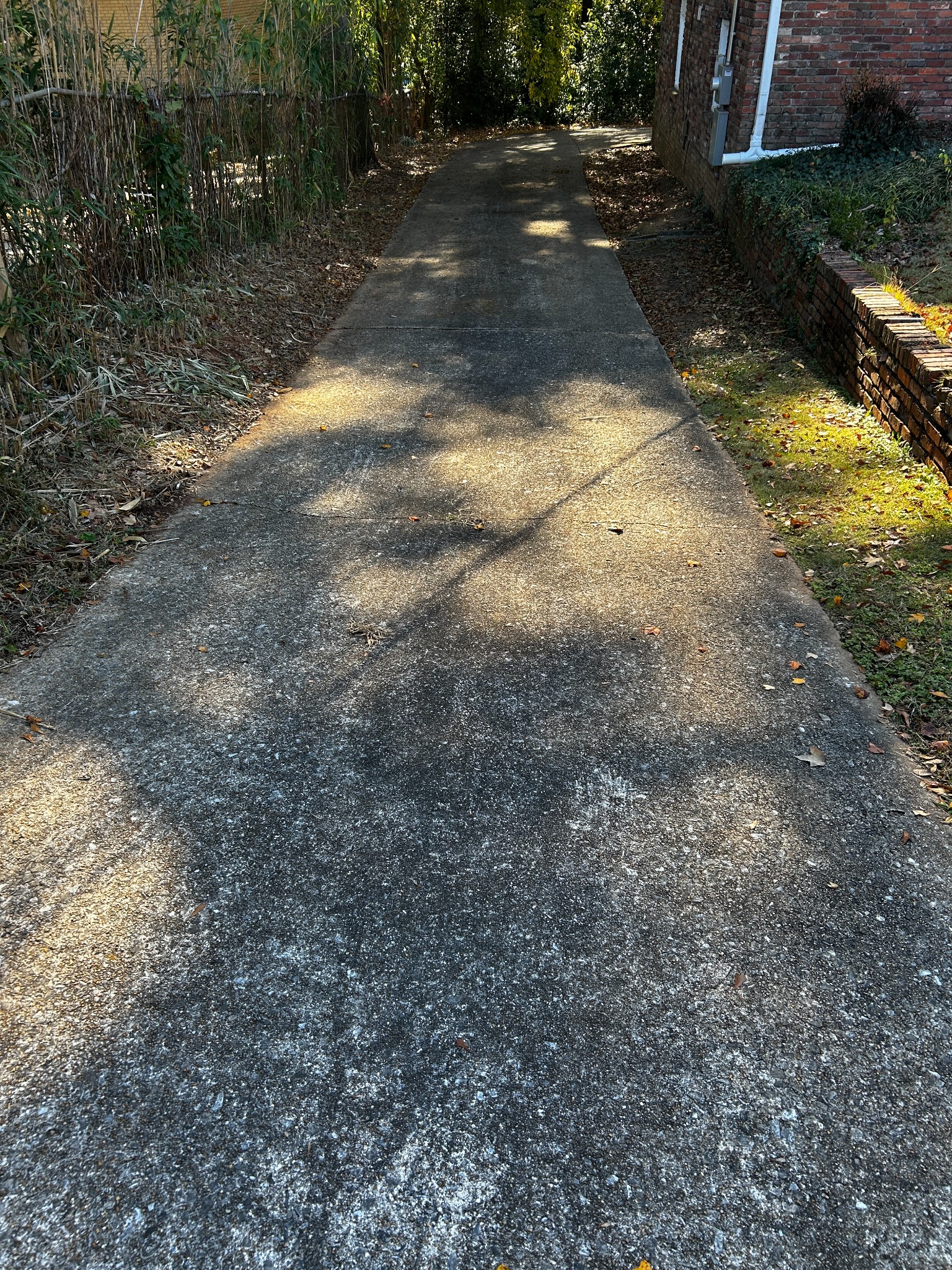 Before pressure washing side driveway