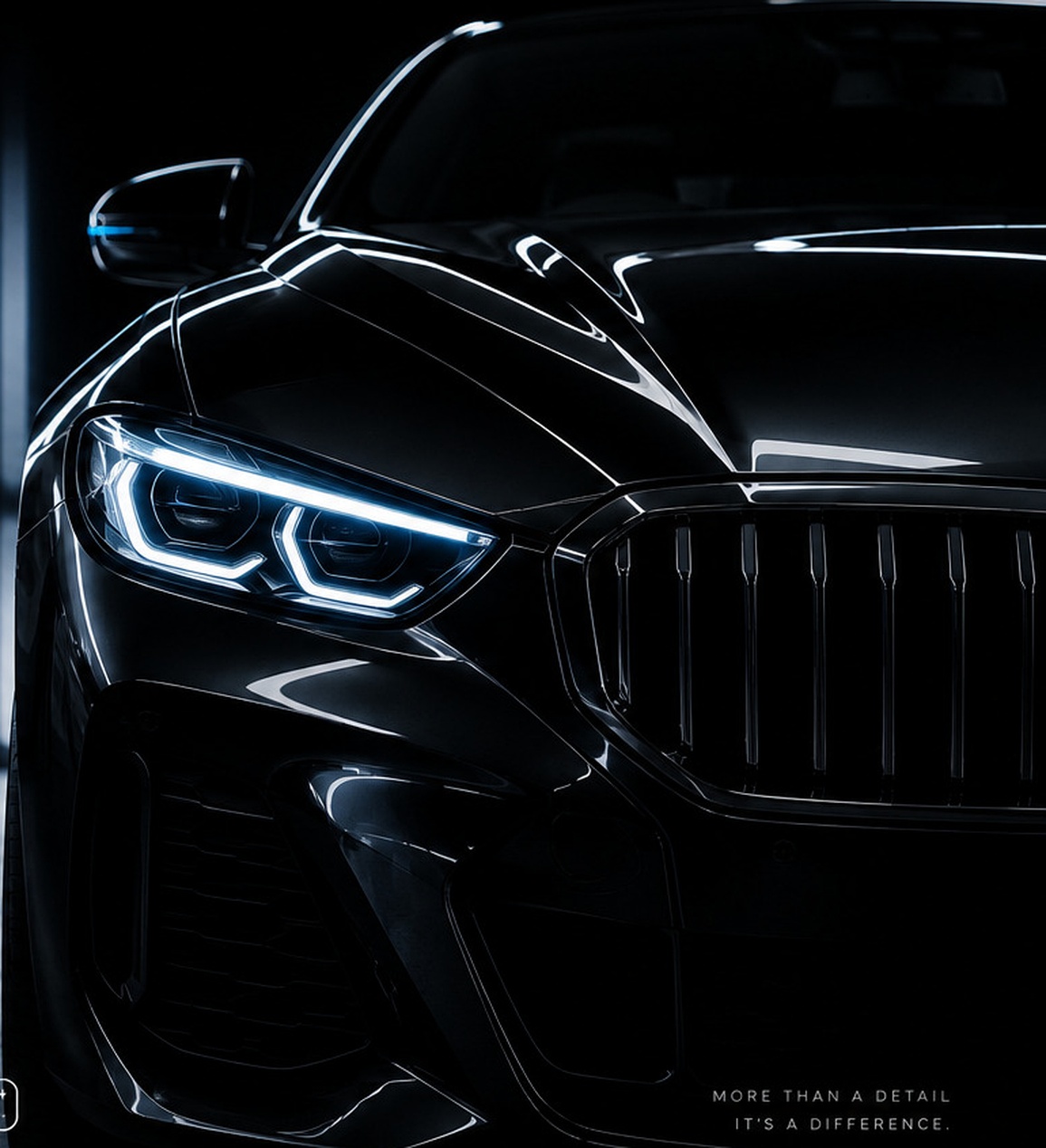 Glossy black detailed car